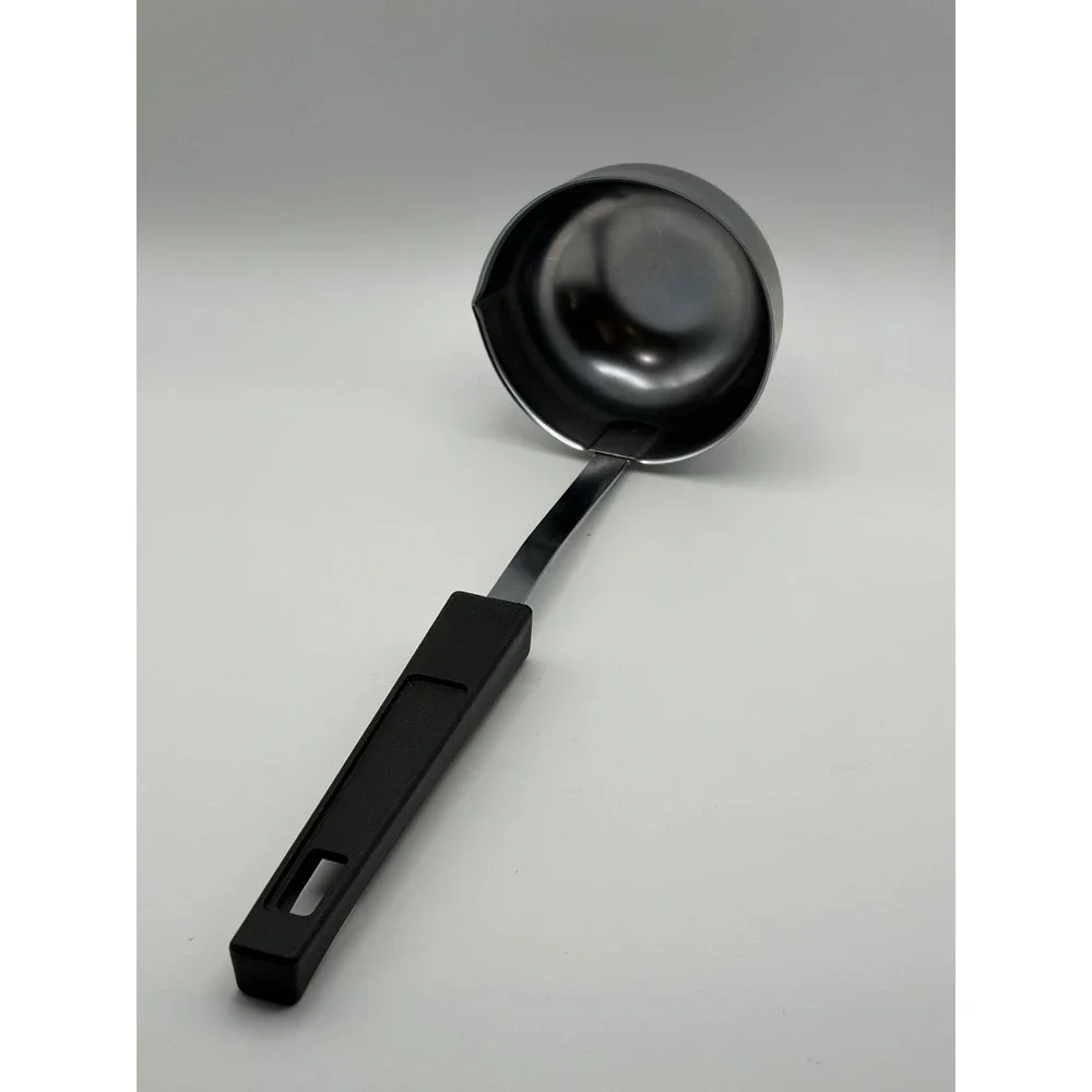 Chrome Foley Ladle VTG Kitchen Tool Utensil Black Handle